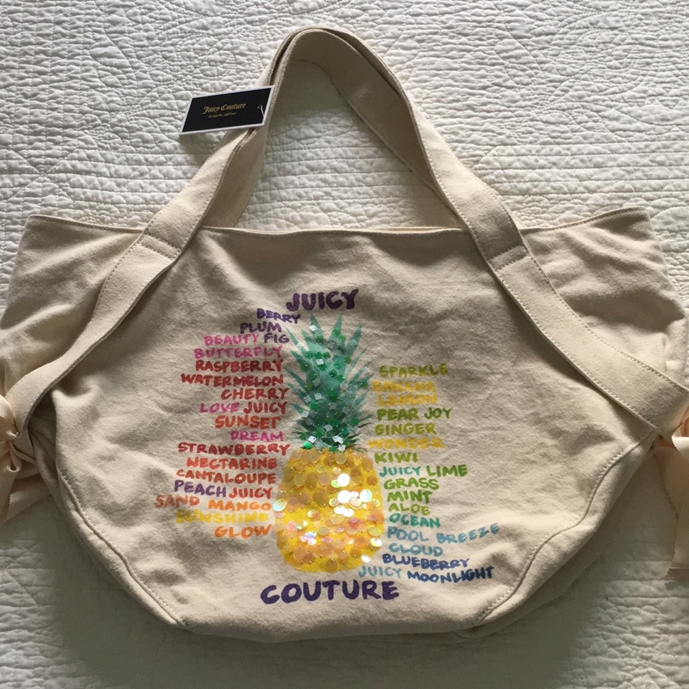 Juicy Couture Pineapple canvas tote bag NWT